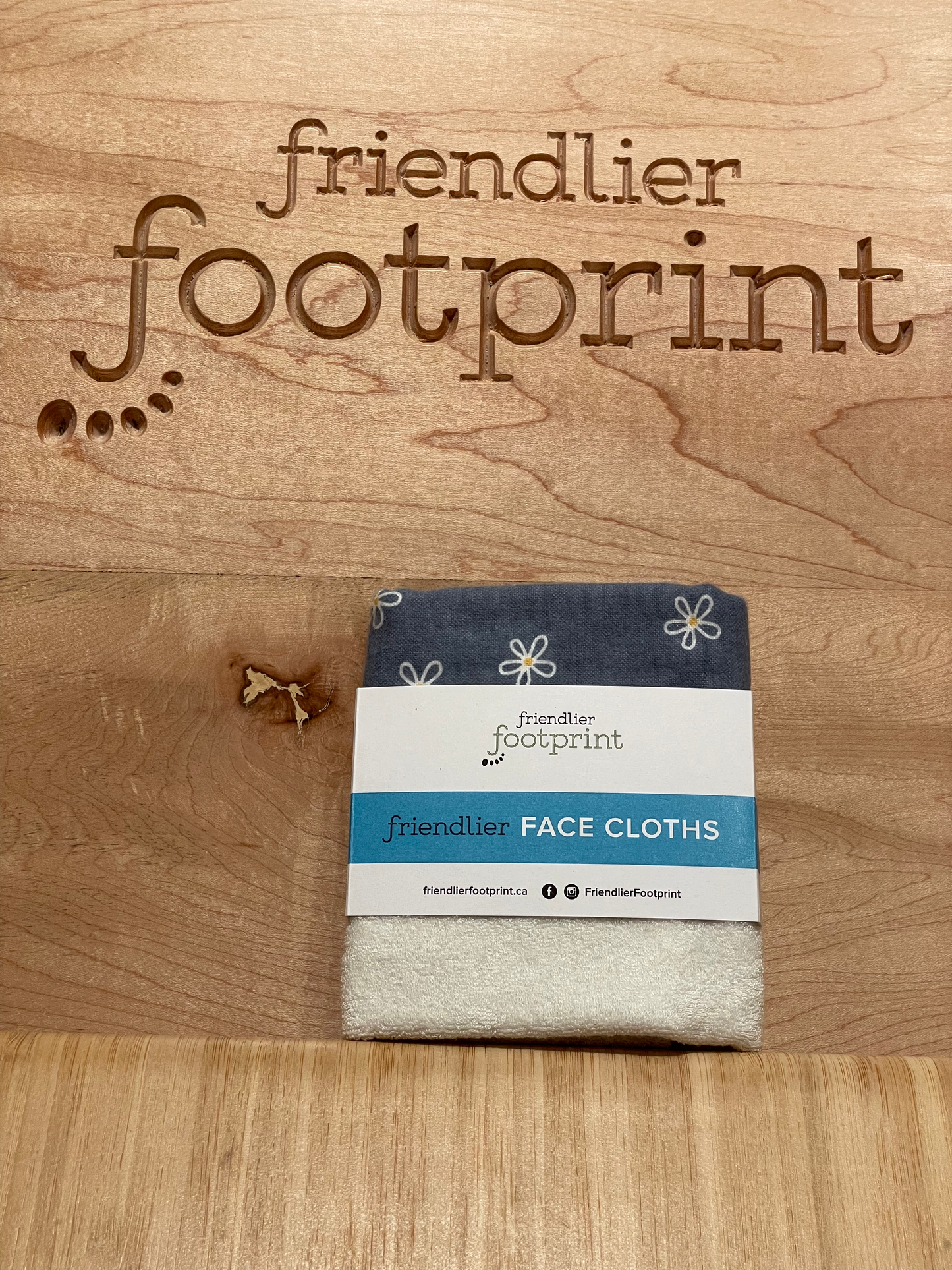 Friendlier Face Cloth - Blue Slate Daisies