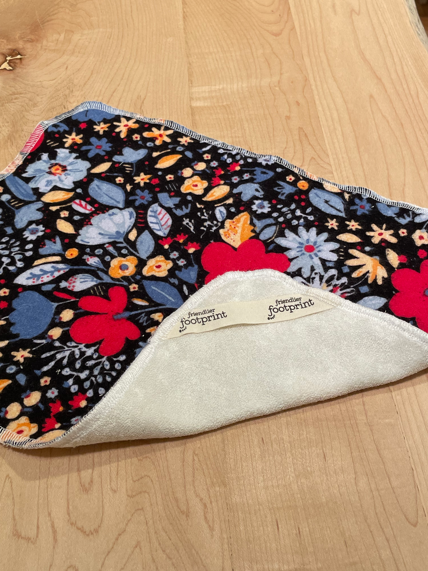 Friendlier Face Cloth - Black Florals