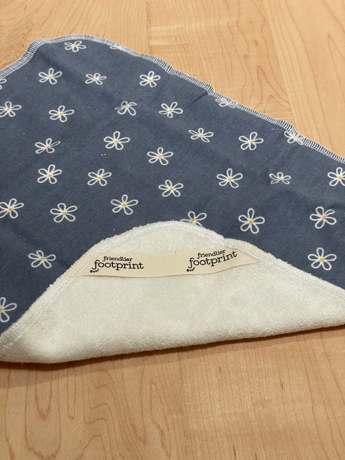 Friendlier Face Cloth - Blue Slate Daisies