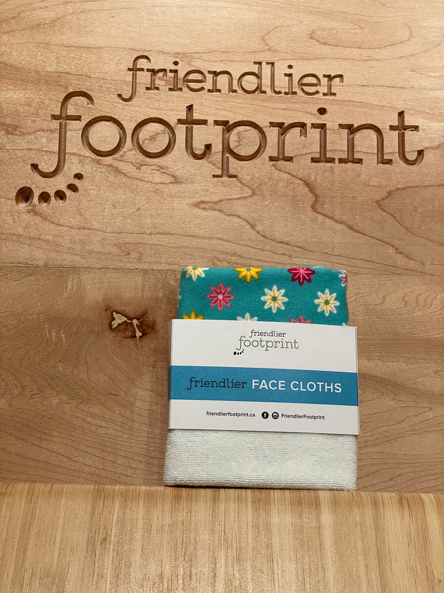 Friendlier Face Cloth - Turquoise Daisies